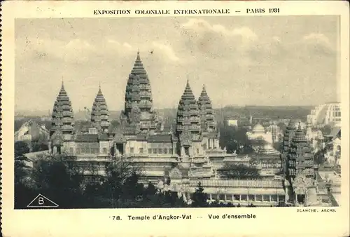 Exposition Coloniale Paris 1931 Temple d Angkor Vat Vue d ensemble Kat. Expositions