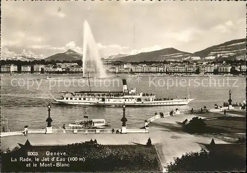 Dampfer Seitenrad Geneve La Rade Jet d Eau Mont Blanc  Kat. Schiffe