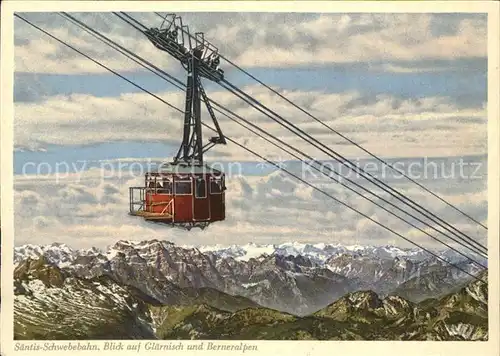 Foto Gross Hans Nr. 27296 Seilbahn Saentis Glaernisch Berneralpen  Kat. Fotografie