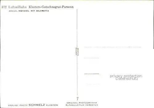 Seilbahn Klosters-Gotschnagrat-Parsenn Aeuja Monbiel / Bahnen /