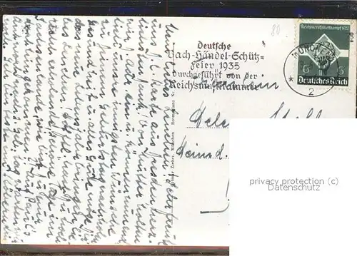 Haendel Georg Friedrich Schuetzfeier Stempel Muenchen Koenigsplatz / Musik /