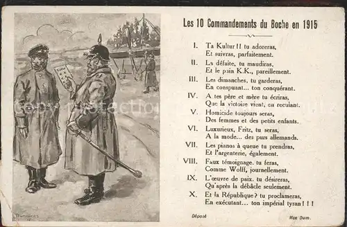 Adel Les 10 Commandements du Boche en 1915 / Koenigshaeuser /