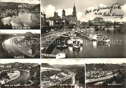 Dampfer Binnenschifffahrt Weissen Flotte Wehlen Basteiblick Rathen  / Schiffe /