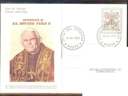 Papst S.S. Giovanni Paolo II. Citta del Vaticano Fontana della Galea / Religion /