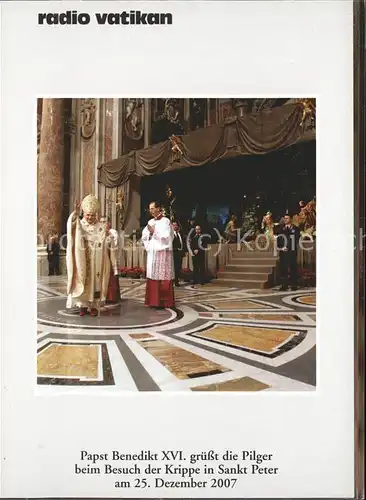 Papst Benedikt XVI. Sankt Peter Radio Vatikan  / Religion /