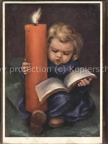 Spoetl M. Nr. 463 Kind Kerze Buch / Kuenstlerkarte /