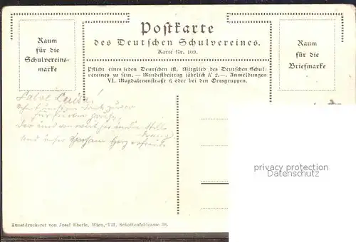 Verlag Schulverein Nr. 109 Goethe Mutter / Bund der Deutschen /
