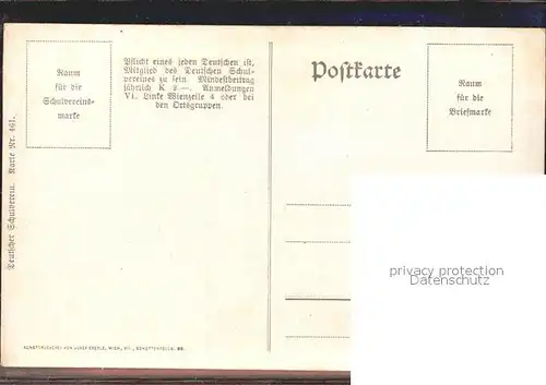 Verlag Schulverein Nr. 461 Liederkarte zwischen Frankreich und Boehmerwald Wein  / Bund der Deutschen /