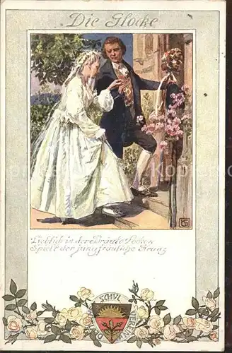 Verlag Schulverein Nr. 164 Glocke Hochzeit  Blumen / Bund der Deutschen /