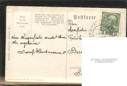 Verlag Schulverein Nr. 721 Glueckwunschkarte Blumenkinder Kuenstlerkarte Kraenzle / Bund der Deutschen /