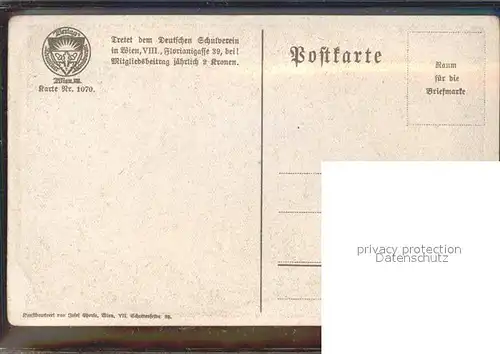 Verlag Schulverein Nr. 1070 Liederkarte Liebespaar / Bund der Deutschen /