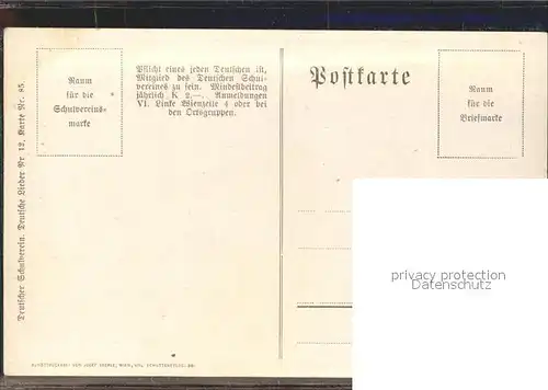 Verlag Schulverein Nr. 85 Liederkarte Wein  / Bund der Deutschen /