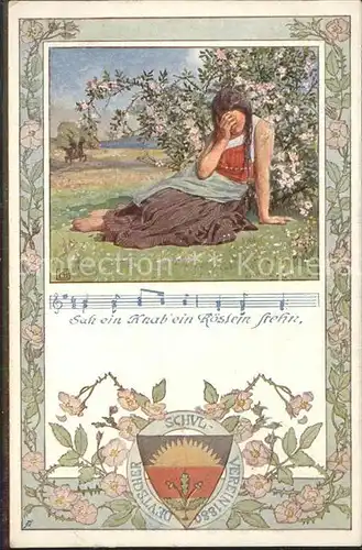 Verlag Schulverein Nr. 92 Liederkarte Rosenbusch  / Bund der Deutschen /