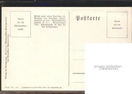 Verlag Schulverein Nr. 92 Liederkarte Rosenbusch  / Bund der Deutschen /