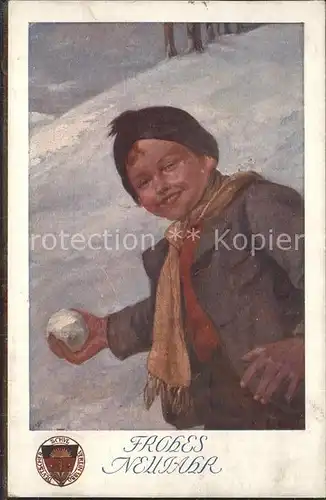 Verlag Schulverein Nr. 115 Neujahr Winter Schneeball Kind / Bund der Deutschen /