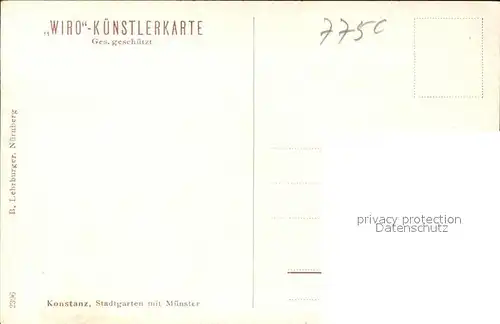 Verlag WIRO Wiedemann Nr. 2396 Konstanz Stadtgarten Muenster Boot  Kat. Verlage