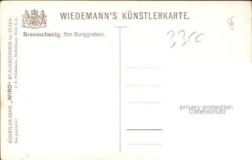 Verlag WIRO Wiedemann Nr. 2224 A Braunschweig Am Burggraben  Kat. Verlage