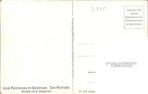 Marschall Vinzenz Insel Reichenau im Bodensee Das Muenster Nr. 605 Kat. Kuenstlerkarte