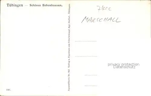 Marschall Vinzenz Tuebingen Schloss Bebenhausen Nr. 562  Kat. Kuenstlerkarte