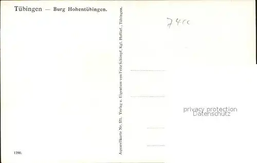 Marschall Vinzenz Tuebingen Burg Hohentuebingen Nr. 571 Kat. Kuenstlerkarte