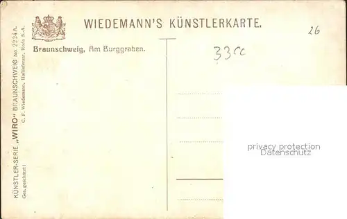 Verlag WIRO Wiedemann Nr. 2224 A Braunschweig Am Burggraben  Kat. Verlage