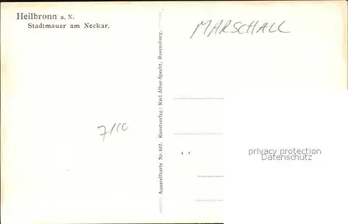 Marschall Vinzenz Heilbronn a. N. Stadtmauer Nr. 642  Kat. Kuenstlerkarte