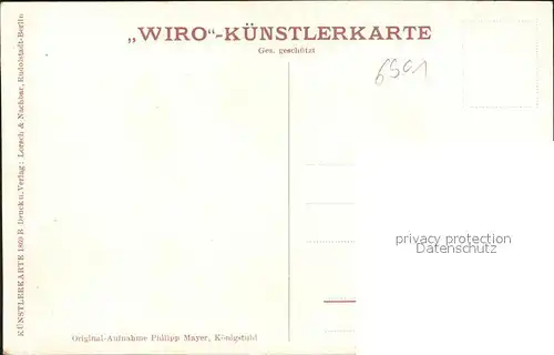 Verlag WIRO Wiedemann Nr. 1869 B Durchblick von der Wirtschaft Koenigstuhl b. Heidelberg Kat. Verlage