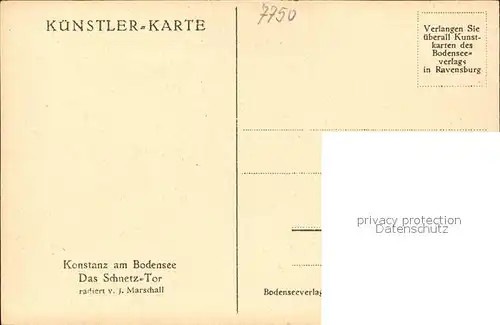 Marschall Vinzenz Konstanz am Bodensee Schnetz Tor Nr. 64  Kat. Kuenstlerkarte