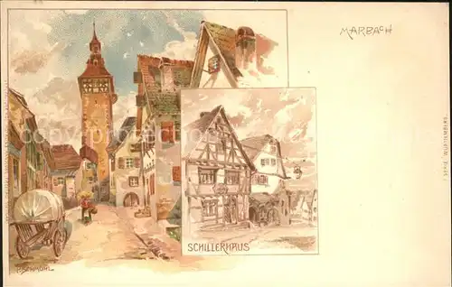 Schmohl P. Marbach Schillerhaus Serie Wuerttemberg Kat. Kuenstlerlitho