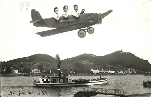 Collagekarte Kollage Koenigswinter a. Rh. Flugzeug Dampfer