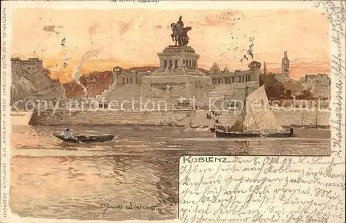 Wielandt Manuel Litho Koblenz Segelboot Nr. 10 Kat. Kuenstlerkarte