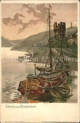 Pfaff C. Ruedesheim Boote Nr. 48 Kat. Kuenstlerlitho