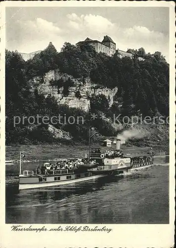 Dampfer Seitenrad Schloss Fuerstenberg  Kat. Schiffe