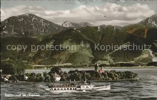 Dampfer Seitenrad Fraueninsel Chiemsee Kat. Schiffe