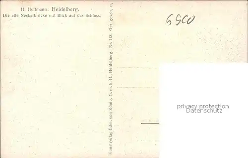 Hoffmann Heinrich Heidelberg Schloss Neckarbruecke Kat. Kuenstlerkarte