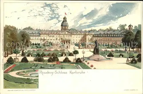Kuenstlerkarte Schloss Karlsruhe Residenz Kat. Kuenstlerkarte