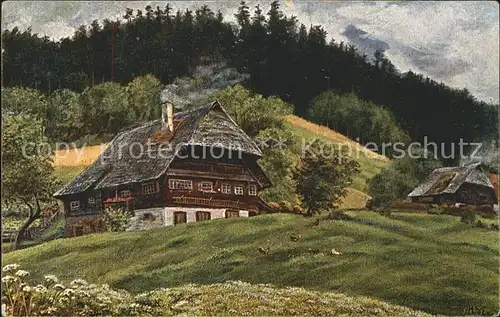 Schwarzwaldhaeuser Echapbachtal II Kuenstlerkarte Kat. Gebaeude und Architektur