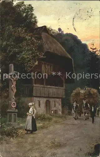 Kuenstlerkarte Hoffmann Schwarzwald Heimkehr von der Ernte Kat. Kuenstlerkarte