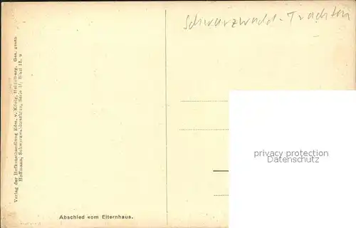 Hoffmann Heinrich Schwarzwald Trachten Kat. Kuenstlerkarte