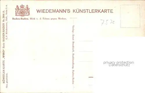 Verlag Wiedemann WIRO Nr. 2846 Baden Baden Kat. Verlage