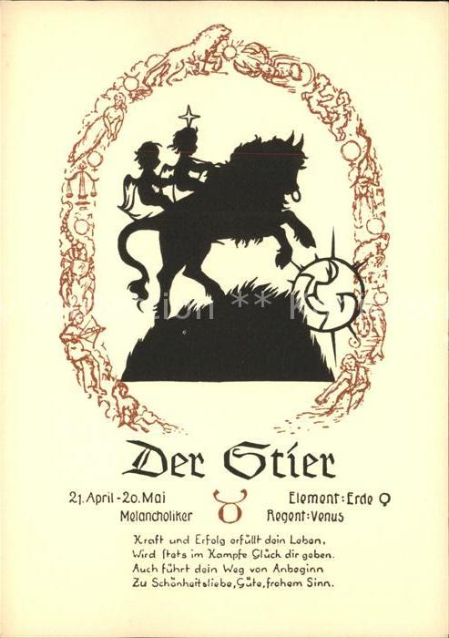 Sternzeichen Stier Schattenbildkarte Kat Besonderheiten Nr Hf36805 Oldthing Ansichtskarten Unsortierte Motivkarten