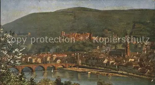 Kuenstlerkarte Heidelberg Bruecke Kat. Kuenstlerkarte