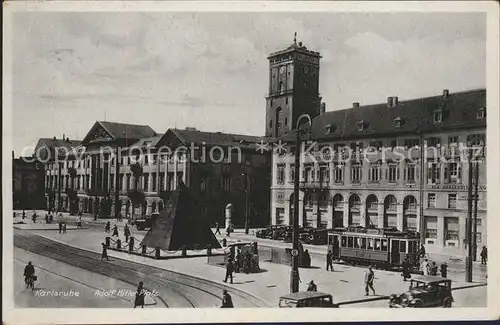 Strassenbahn A. H. Platz Karlsruhe Kat. Strassenbahn