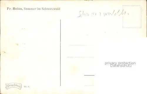 Reiss Fritz Kuenstlerkarte Sommer Schwarzwald Kat. Schwarzwaldkuenstler