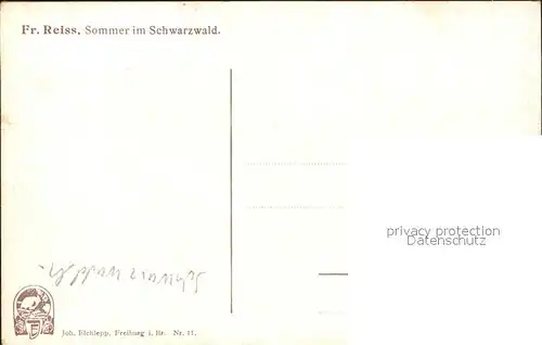 Reiss Fritz Kuenstlerkarte Sommer Schwarzwald Kat. Schwarzwaldkuenstler