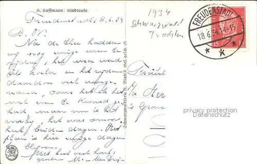 Hoffmann Heinrich Kuenstlerkarte Schwarzwald Trachten Kat. Kuenstlerkarte