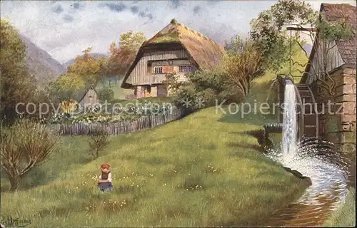 Hoffmann Heinrich Nr. 226 Wassermuehle Schwarzwald Kat. Kuenstlerkarte