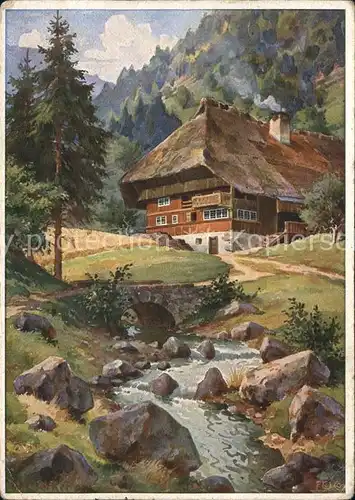 Merker W. Nr. 5483 Schwarzwaldhaeuser Kat. Schwarzwaldkuenstler