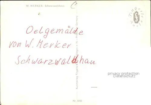 Merker W. Nr. 548 Schwarzwaldhaus Kat. Schwarzwaldkuenstler