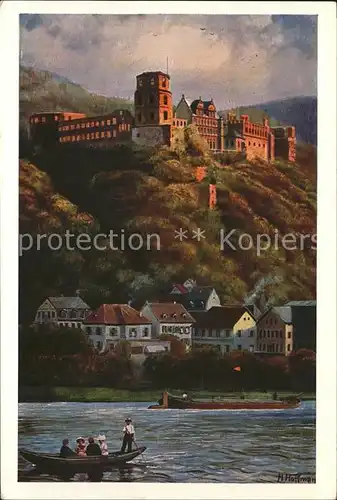 Hoffmann Heinrich Heidelberger Schloss Hirschgasse Kat. Kuenstlerkarte